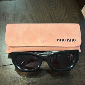 Miu Miu Black Sunglasses with Pink Case